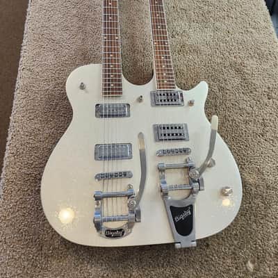 Immagine Used 2019 Gretsch G5566 Jet Double Neck (One Standard Neck, One Baritone Neck) - Silver Sparkle - 1