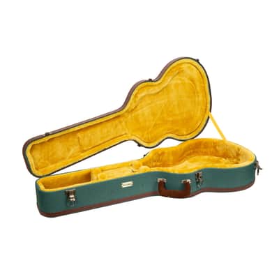 Crossrock Master Series-Wooden OM/Martin 000-14 Fret Acoustic Guitar Case- Security Lock, Genuine Leather Handle, Reinforced Hardware, Metal Feet, Storage Space- Malachite Blue Tweed image 3