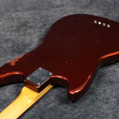 Olinto By La Bella 4-String Short Scale Bass - Candy Apple Red Relic w/Matching headstock image 19
