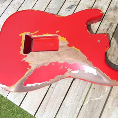 DY Guitars Gary Moore fiesta red relic strat body PRE-BUILD ORDER image 5