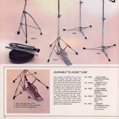Ludwig Flat-Base 1400 Cymbal Stand Vintage Late60s-Early70s Flush Block Logo USA image 9