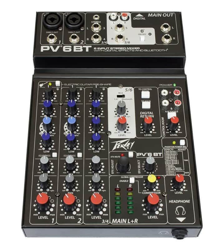 Peavey PV 6BT Compact 6-Channel Mixer with Bluetooth image 1