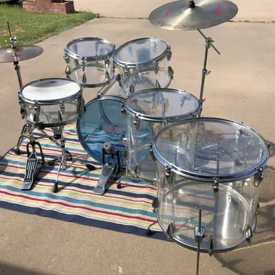 7 piece Vintage Zickos Clear Acrylic Drum Set  w/ matching Snare image 14