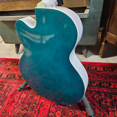 1964 Gretsch 6118 Double Anniversary Two tone Refin Turquoise/ White Silver image 9