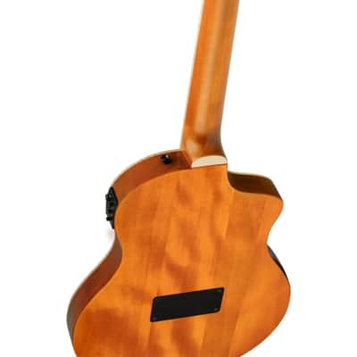 Ortega TourPlayer Series Nylon String Acoustic-Electric Guitar - RTPDLX-FMA-L, Left-handed, Flamed Mapled Blue image 11