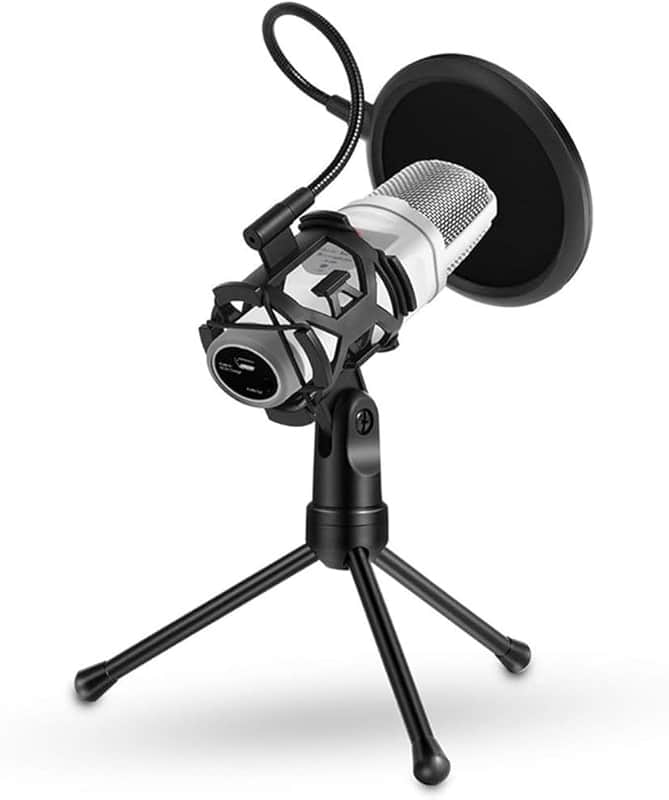 Foldable Microphone Tripod Stand Desktop Mic Holder Shock Mount Pop Filter for Online Broadcasting Chatting Singing image 1