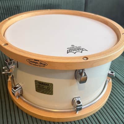 Yamaha WSD13AJ Akira Jimbo Signature 13x7" Beech Snare Drum with Wood Hoops 2000s - White image 3