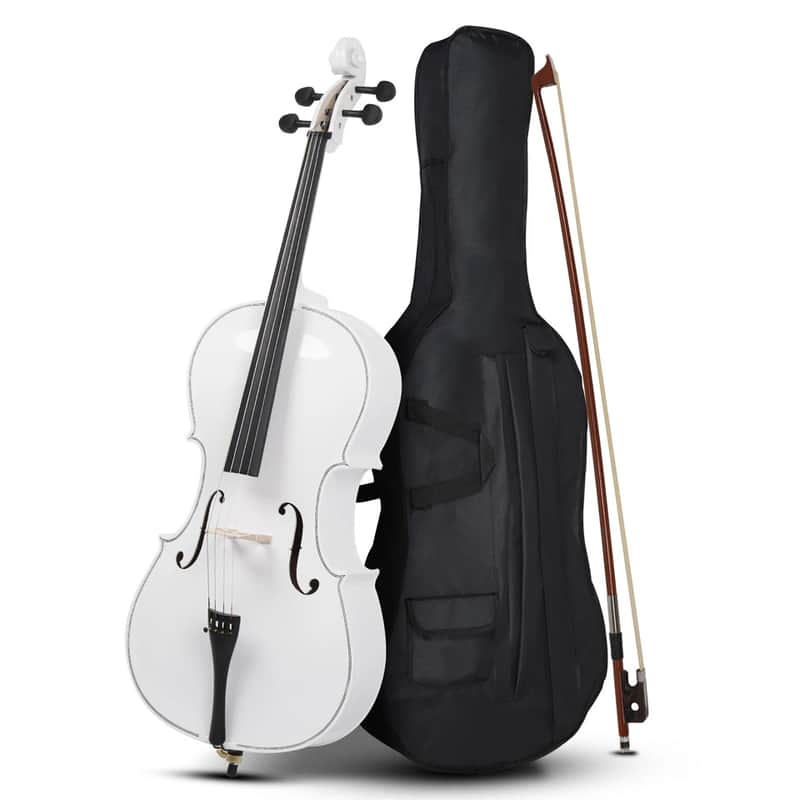 4/4 Full Size Cello Basswood White Color Cello + Bag+Bow+Rosin+Bridge image 1