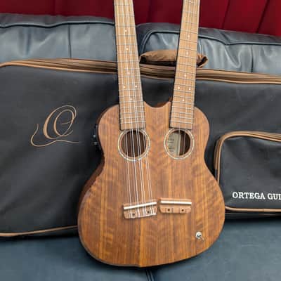 Ortega Hydra Double Neck Tenor Electric Ukulele - Natural Ovangkol w/Gigbag image 2