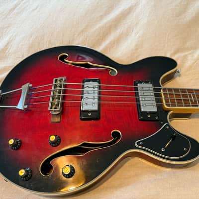 Vintage Univox Custom Coily 330 Style Short Scale Bass Cherry Burst MIJ image 2