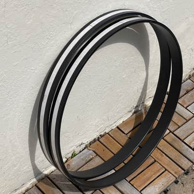 (2) Ludwig 22" White Marine Pearl Bass Drum Hoops Rims Classic Maple Legacy Inlay image 6