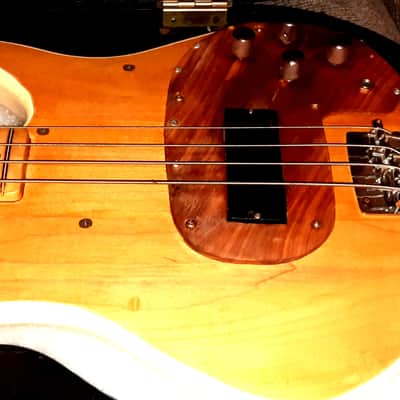 LOCAL PICKUP ONLY VEGAS>Peavey Patriot bass guitar 1986 - white, with factory yellow wood, and player modified with natural wood, NEEDS ELECTRONIC CONNECTION image 15