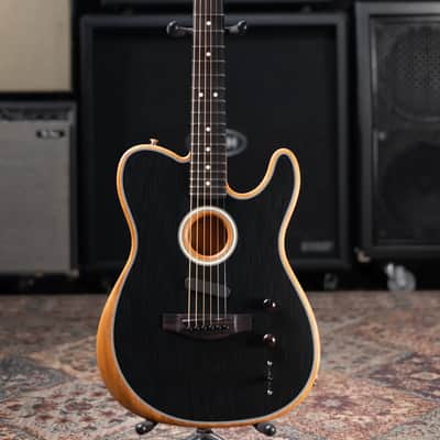 Fender Acoustasonic Player Telecaster Electric Guitar - Brushed Black with Structured Gig Bag image 3