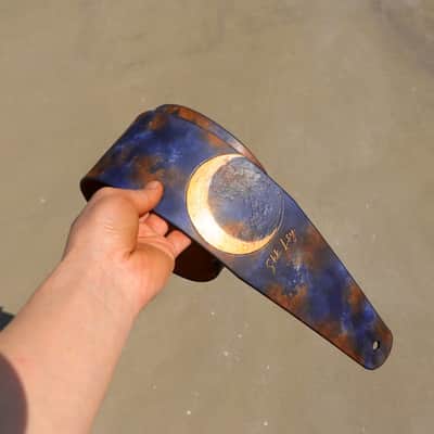 burnyblack custom bass,guitar strap - moon 3 brown/darknavy image 15