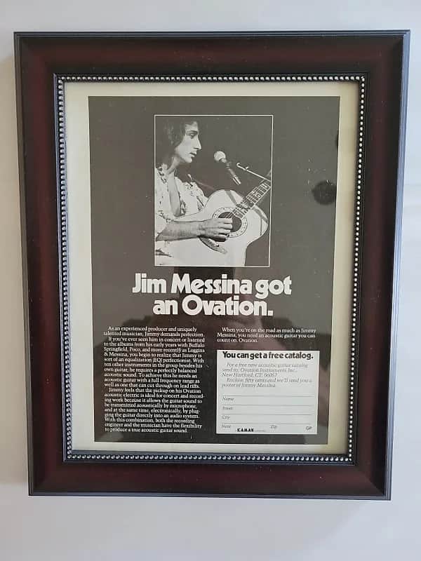 1976 Ovation Guitars Promotional Ad Framed Jim Messina Loggins & Messina Original image 1