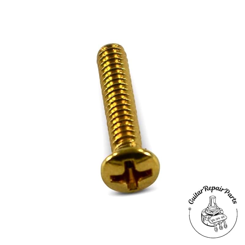 Single Coil Pickup Height Adjust Screws 6-32 x 3/4 Countersunk Oval (8 pcs) Gold image 1