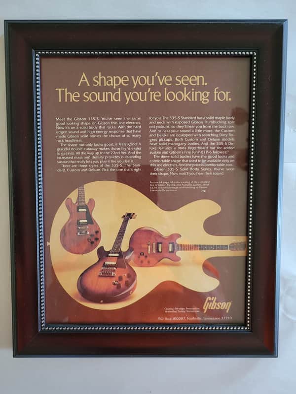 1981 Gibson Guitars Color Promotional Ad Framed Gibson 335-S Electric Guitar Rare Original image 1
