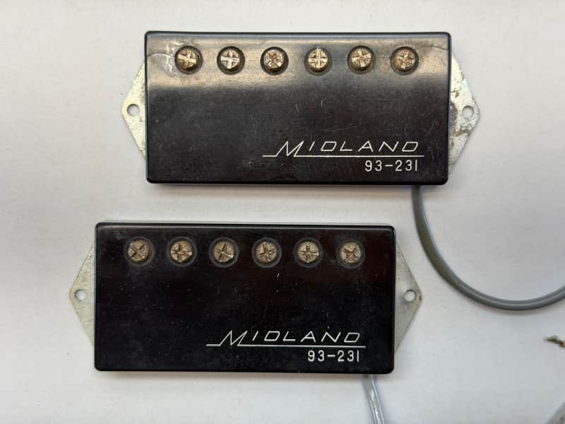 Vintage MIJ Midland Single Coil Pickups 93-231 1970s Black Ceramic Low Output 5K Vintage image 1