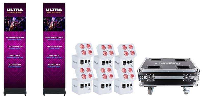 American DJ WMS2 Media Sys DC w/(4) WMS2 LED Panels+6) Wash Lights+Charging Case image 1