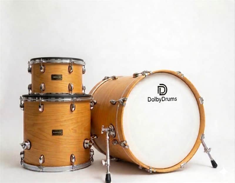 Dolby Electronic 3pc Drum Set 20” Bass Natural Wood for Roland Alesis image 1