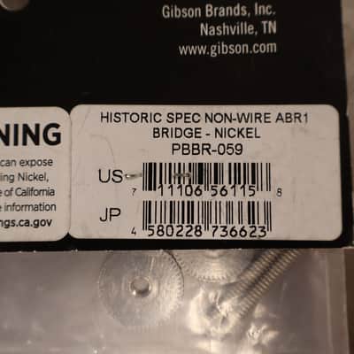 Gibson PBBR-059 Historic Spec Non-wire ABR-1 Bridge (Nickel) image 4