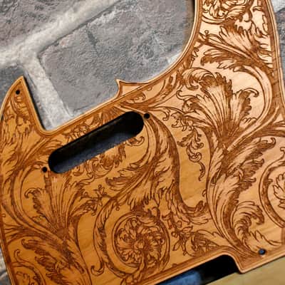 Handcrafted Cherrywood Pickguard for Fender Telecaster – Laser-Engraved Unique Design image 2