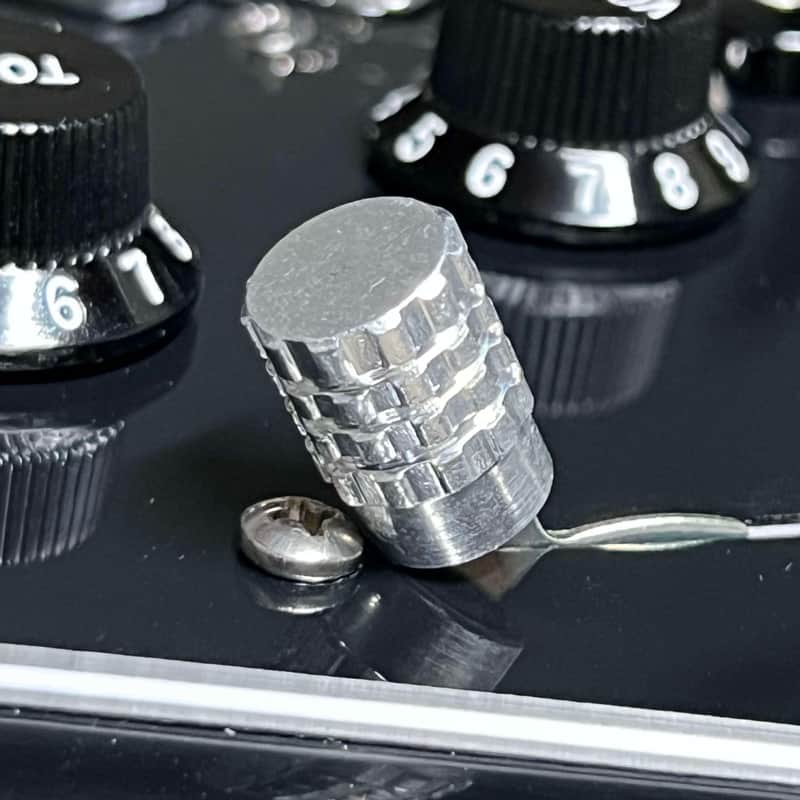 Kinnatone CHROME Bruno Grenade knurled Aluminum 3 or 5 way Blade style Switch Tip. For Strat or Tele image 1