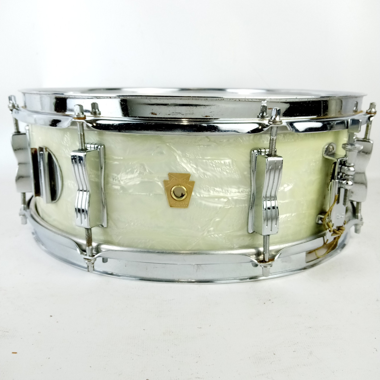 Ludwig 5x14"Jazz Festival Pre-Serial White Marine Pearl Snare Drum 60s WMP Fest — main photograph