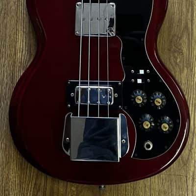 GLOBAL 495B BASS GUITAR SG EB3 SHORT SCALE LAWSUIT COPY CHERRY 1970'S JAPAN (USED) image 1