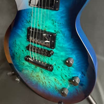 Schecter Solo-II Standard Electric Guitar Ocean Blue Burst Burl Finish image 7