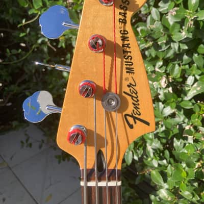 Fender Pawn Shop Mustang Bass 2013 - 2014 - Olympic White with Racing Stripe image 4