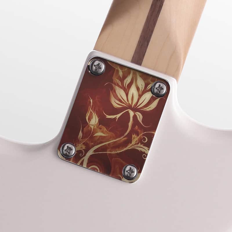 Custom Flowers / Flames Guitar Graphic Color Image Neck Plate Fits Strat / Tele / Bass- USA MADE! image 1