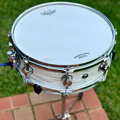 Custom Built Maple 14 x 4 Inch Snare Drum White Oyster Maple Snare Drum 2025 - White Oyster Wrap image 23