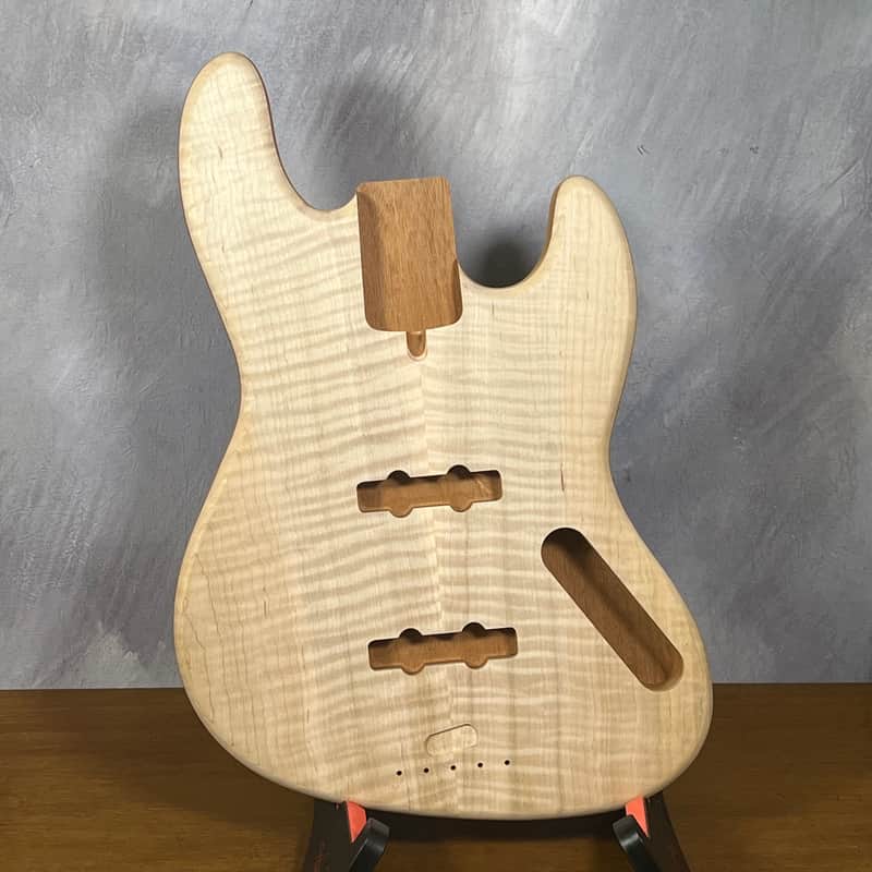 high end  Offset bass body NOS Curly Maple Top Solid One-piece Mahogany Back Unfinished Front Routed Luthier Supply R37 image 1