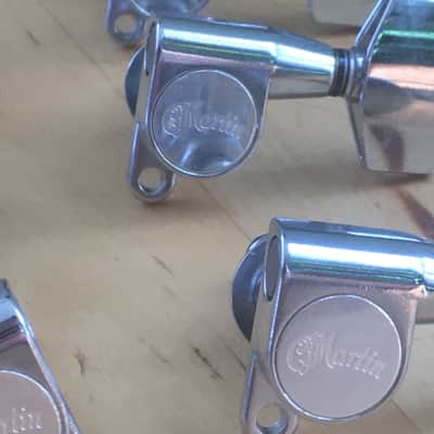 6 Genuine “Martin” Logo Acoustic Guitar Bolt On Chrome Tuners D35 HD28 Low Tab image 5