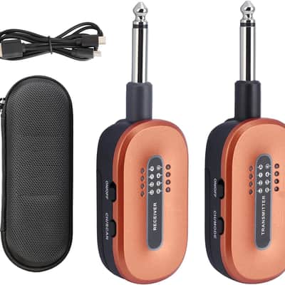 Wireless Guitar System 5.8GHz Wireless Guitar Transmitter Receiver for Active or Passive Pickup Electric/Acoustic Bass Guitar, ORANGE image 3