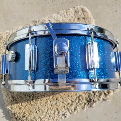 Vintage MIJ Tempro 14x5.5" Snare Drum - Blue Sparkle (168-24) image 10