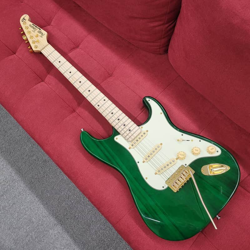 Trap Town Barn Burner S-Style Electric Guitar - Transparent Green image 1