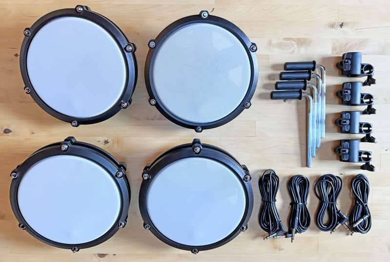NEW -4 PACK- Alesis Nitro Max 8 Inch Single Zone Mesh Tom Pad Expansion- 8" Drum, Clamp, Cable - DMPad image 1