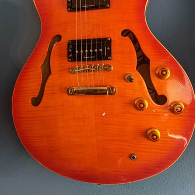 Semi-Hollow Orange Burst Seymour Duncan P-Rails w/Triple Shot Mounting Rings image 5