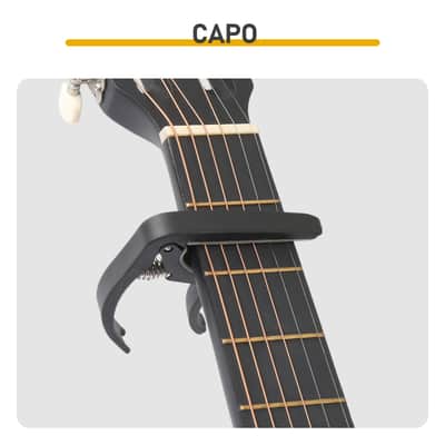 Cxxss Matte Black 38-inch Round Acoustic Guitar with Picks, Strings, Capo, Case, Tuner, and Strap image 6