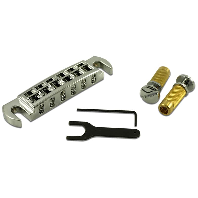 TonePros TonePros AVT2M Wraparound Guitar Bridge with Metric Locking Studs - Nickel Finish - New