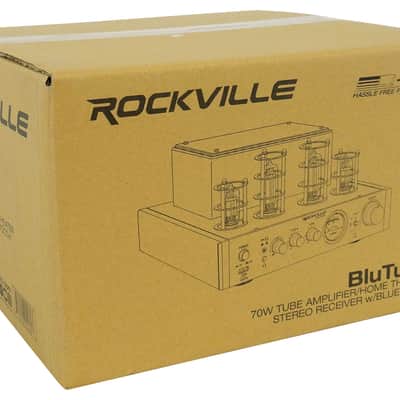Rockville BluTube Tube Amplifier+(2) 5.25" White Bookshelf Speakers+28" Stands + Rockville BLUE 14G50 OFC 14 Gauge 50 Foot 100% Copper Speaker Wire image 3
