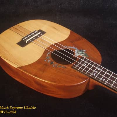 Handmade Soprano Ukulele, Hawaiian Koa, Redwood, Archback Pineapple, Bird Floral Inlay, Soft-bag, Bruce Wei UAW13-2008 image 3