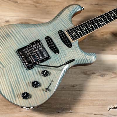 Knaggs Severn T1 Flame Maple Top HSS Trem Ebony Board Bare Knuckle Fralin – Blue image 9