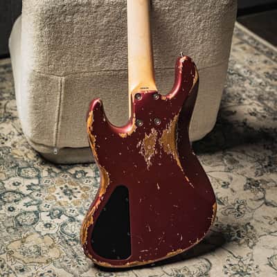 Xotic XJ-1T 5 String Heavy Aged-Burgundy Mist w/Matching Headstock image 7