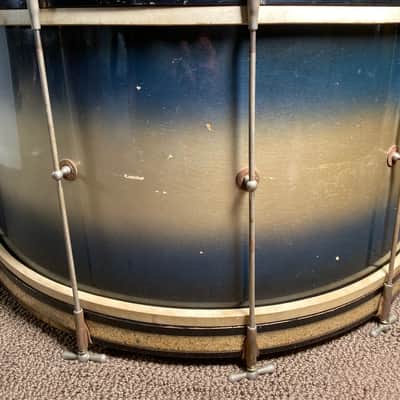 Early 1920s Ludwig  Marching Bass Drum 14x28 in Blue and Gold Duco image 6