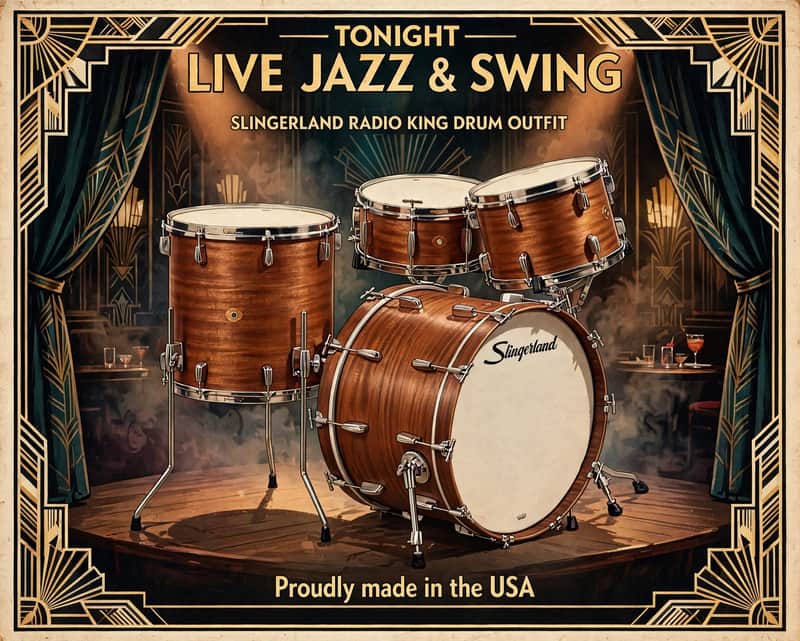 Slingerland Radio King Prototype drum set Satin Mahogany. 13/16/22/6.5 image 1