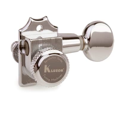 Kluson 6-In-Line Locking Revolution Series H-Mount Non-Collared Tuners, Nickel image 2