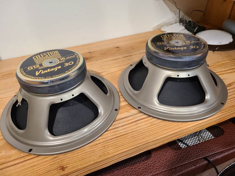 Pair 2005 Celestion Vintage 30 Mesa Spec Made in England T4416 (16ohm version of T4335) image 1
